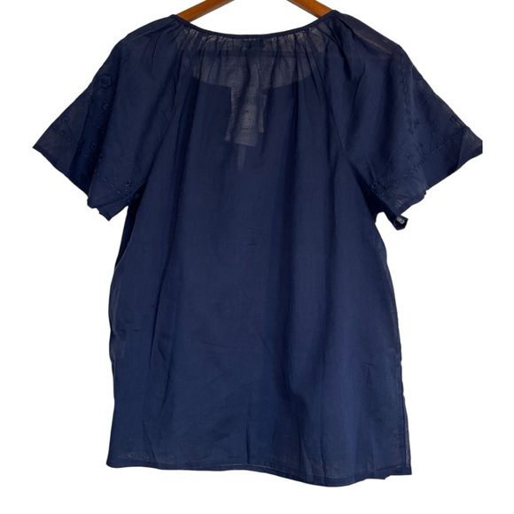 Lucky Brand Embroidered Short Flutter Sleeve Notch Neck Woman’s Size Medium - Picture 2 of 10